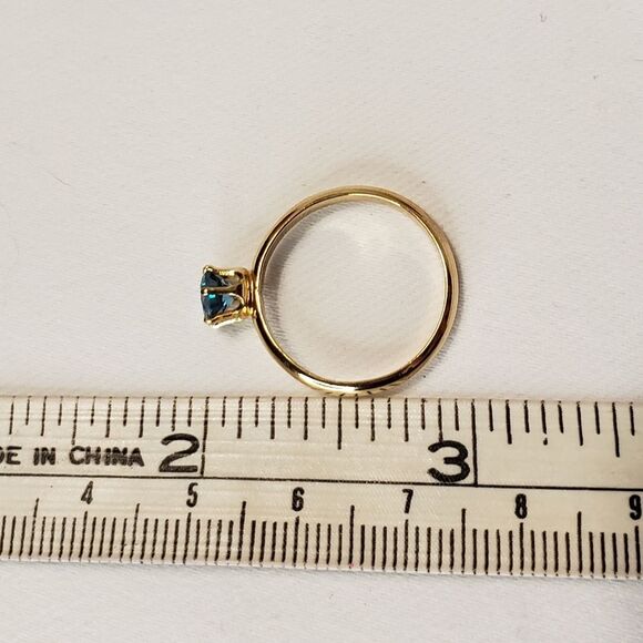 Blue Topaz Gem stone Ring in Gold setting Size 8 - Picture 6 of 8